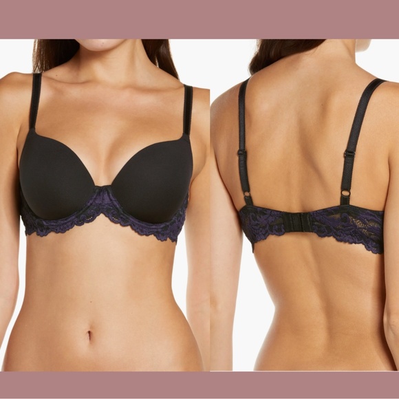 NEW $68 Wacoal [ 32G US ] Instant‎ Icon T-Shirt Bra in Black & Eclipse Blue - Picture 1 of 11